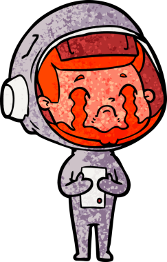 Bir insan tarafından çizilmiş ağlayan astronot çizgi filmi.