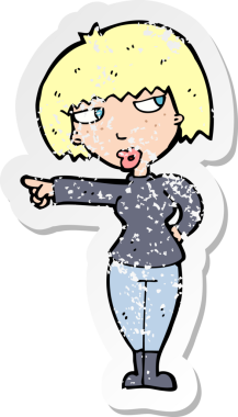 Bir insan tarafından çizilmiş kızgın bir karikatürün gerilimli çıkartması.