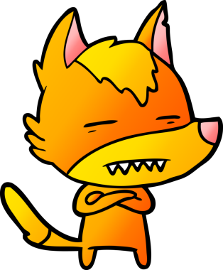 Bir insan tarafından çizilmiş tilki çizgi film karakteri