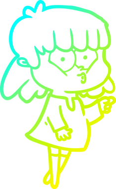 Bir insan tarafından çizilen ıslık çalan bir kızın soğuk gradyan çizgisi.