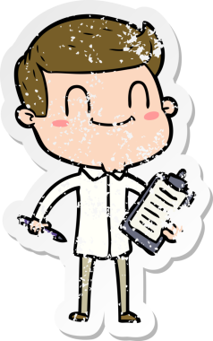 Bir insan tarafından çizilmiş, karikatür dostu bir adamın sıkıntılı çıkartması.