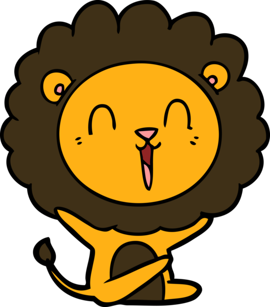 Bir insan tarafından çizilmiş gülen aslan çizgi filmi.