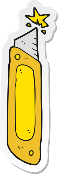 Bir insan tarafından çizilmiş karikatür inşaat bıçağı çıkartması.