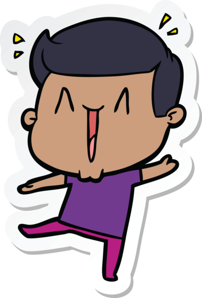 Bir insan tarafından çizilmiş heyecanlı bir adamın çıkartması.