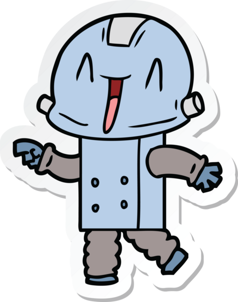 Bir insan tarafından çizilmiş robot karikatür çıkartması.