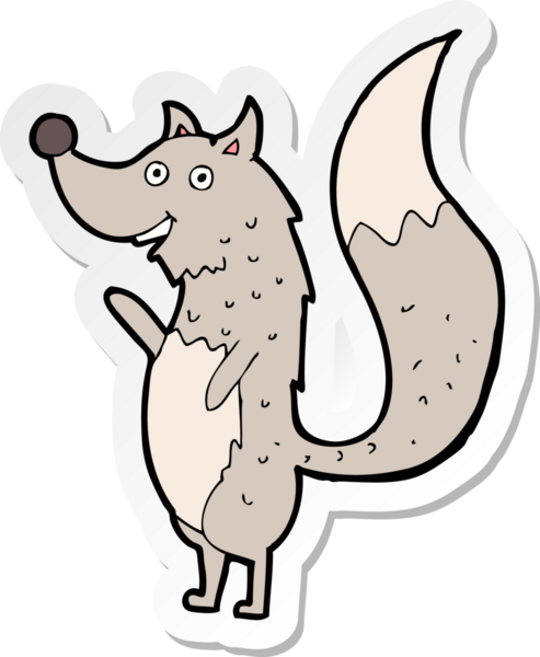 Bir insan tarafından çizilmiş, sallanan bir kurdun çıkartması.