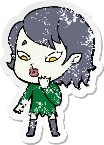 Bir insan tarafından çizilmiş şirin bir vampir kızın sıkıntılı çıkartması.