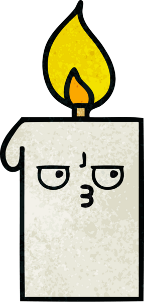 Bir insan tarafından çizilmiş yanan bir mumun retro grunge desen karikatürü
