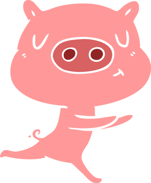 Düz renkli çizgi film içerikli domuz insan tarafından çizilmiş.