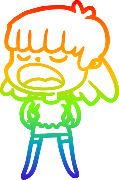 Gökkuşağı gradyan çizgi çizimi Bir insan tarafından yüksek sesle çizilen bir kadın karikatürü