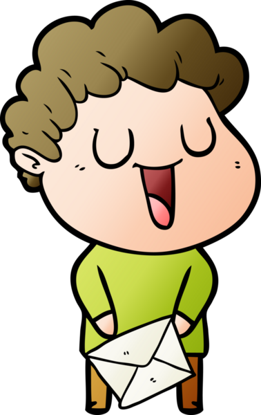 Bir insan tarafından çizilmiş gülen karikatür adam.