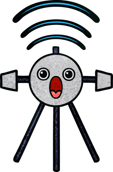 Bir insan tarafından çizilmiş bir uydunun retro grunge desen karikatürü