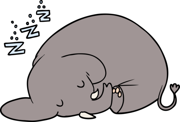 Bir insan tarafından çizilmiş uyuyan fil çizgi filmi.