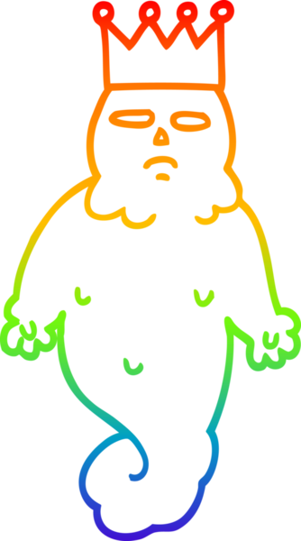 Gökkuşağı gradyan çizgi çizimi Bir insan tarafından çizilmiş ürkütücü hayalet kral