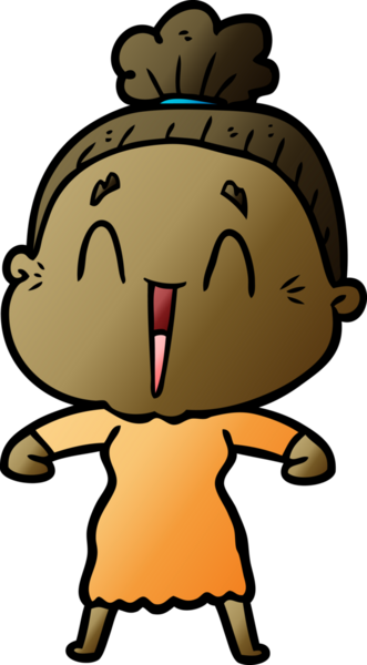 Bir insan tarafından çizilmiş mutlu yaşlı kadın çizgi filmi.