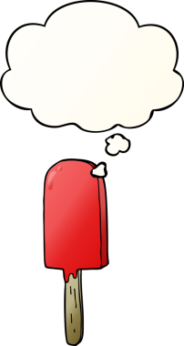 Düşünce baloncuklu çizgi film lolipopu, bir insan tarafından çizilmiş düzgün eğimli stil.