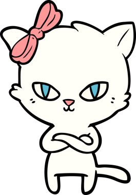 Bir insan tarafından çizilmiş sevimli çizgi film kedisi.