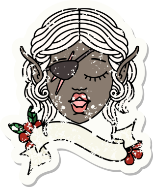 Retro Dövme Tarzı Elf düzenbaz karakter yüzü Bir insan tarafından çizildi