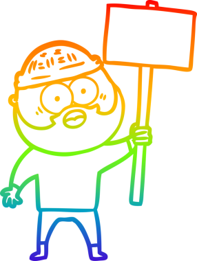 Gökkuşağı gradyan çizgisi bir insan tarafından çizilmiş, sakallı bir adamın çizimi.