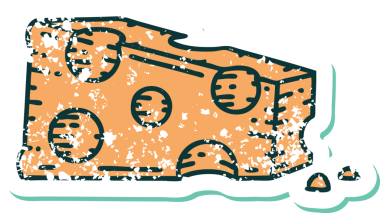 Bir insan tarafından çizilmiş peynirin sembolik dövmeli görüntüsü