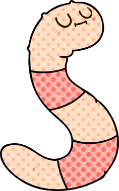 Bir insan tarafından çizilmiş tuhaf bir çizgi film solucanı.