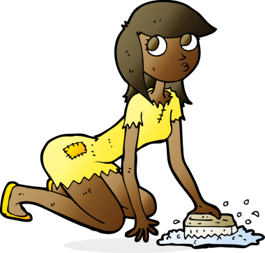 çizgi film Cinderella bir insan tarafından çizilmiş yerleri ovalıyor.