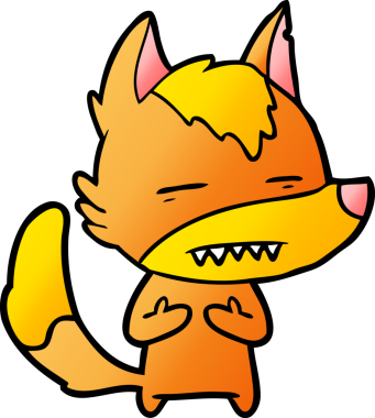 Bir insan tarafından çizilmiş tilki çizgi film karakteri