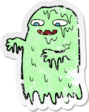 Bir insan tarafından çizilmiş iğrenç balçık bir çizgi filmin gerilimli yapıştırması.