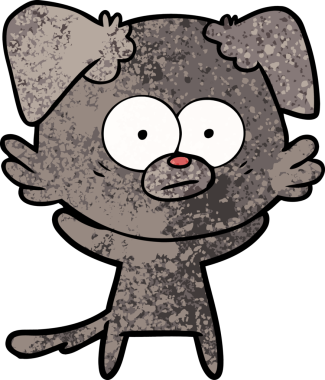 Bir insan tarafından çizilmiş sinirli köpek çizgi filmi.