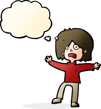 Bir insan tarafından çizilmiş düşünce baloncuğu olan mutsuz insan çizgi filmi.