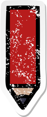 Bir insan tarafından çizilmiş kırmızı bir çizgi film karakterinin sıkıntılı çıkartması.