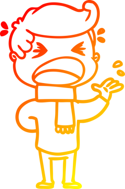 Bir insan tarafından çizilmiş bağıran bir çizgi film karakteri.