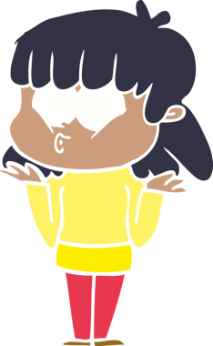 Bir insan tarafından çizilmiş düz renkli bir karikatür.