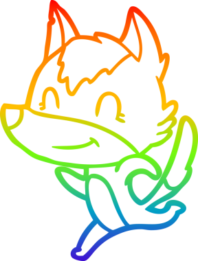 Gökkuşağı gradyan çizgisi, bir insan tarafından çizilmiş dost bir kurt çizgi karakteri.