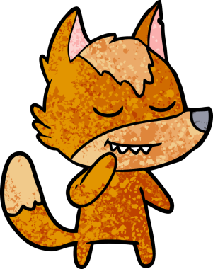 Bir insan tarafından çizilmiş tilki çizgi film karakteri