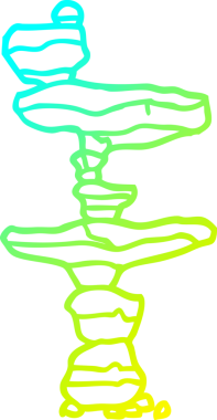 Bir insan tarafından çizilmiş istiflenmiş taş karikatürünün soğuk gradyan çizgisi.