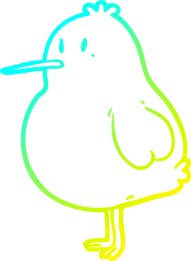 Bir insanın çizdiği kivi kuşunun soğuk gradyan çizgisi.