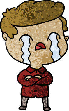 Bir insan tarafından çizilmiş ağlayan çizgi film adamı.