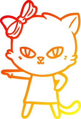 Bir insan tarafından çizilmiş güzel bir çizgi film kedisinin sıcak çizgi çizimi.