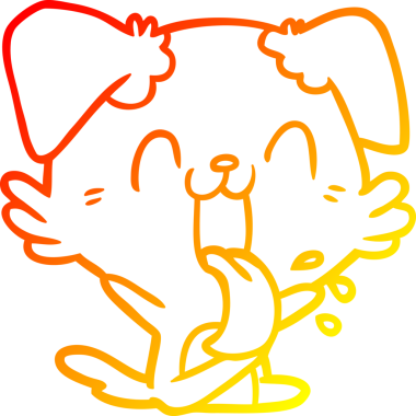 Bir insan tarafından çizilmiş, nefes nefese kalmış bir köpeğin sıcak çizgi çizimi.