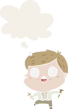 Çizgi filmci, bir insan tarafından çizilmiş düşünce balonuyla vampirleri avlıyor.