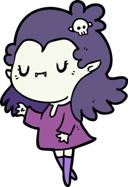 Bir insan tarafından çizilmiş şirin vampir kız çizgi filmi.