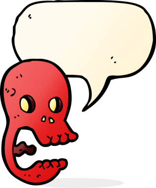 Bir insan tarafından çizilmiş komik bir kafatası.