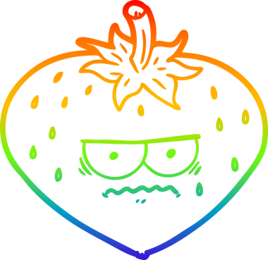 Bir insan tarafından çizilmiş bir çilek karikatürü gradyan çizimi