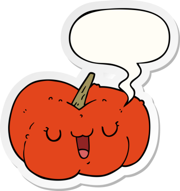 bir insan tarafından çizilmiş balkabağı konuşma baloncuğu etiketli