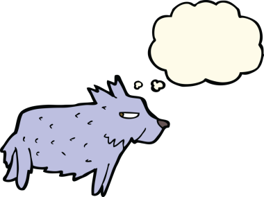 Bir insan tarafından çizilmiş düşünce baloncuklu karikatür teriyeri