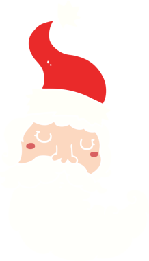 Bir insan tarafından çizilmiş düz renk çizgi film Noel Baba yüzü