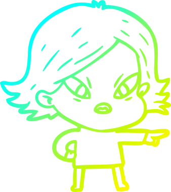 Bir insan tarafından çizilmiş soğuk gradyan çizgi çizimi stresli bir kadın