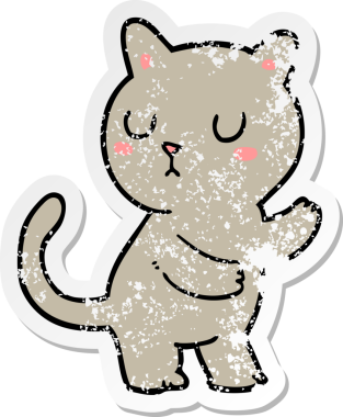 Bir insan tarafından çizilmiş karikatür bir kedinin sıkıntılı çıkartması.