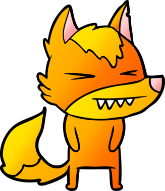 Bir insan tarafından çizilmiş tilki çizgi film karakteri